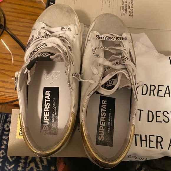 Golden Goose Superstar Sneaker in White, Spotted Star & Logo Lace - Picture 2 of 6